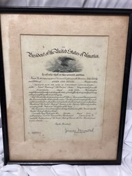 1945 Navy Appointment To Lieutenant President Of The United States Framed