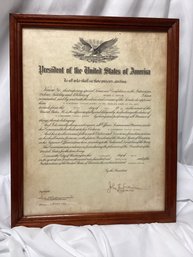 1945 Navy Appointment To Lieutenant President Of The United States Framed