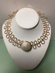 Vintage Wire Wrapped Mother Of Pearl Necklace Choker