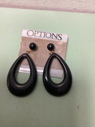 Genuine Lucite Black Pierced Earrings