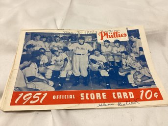 1951 Philadelphia Phillies Official Scorecard