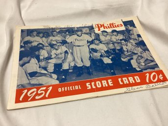 1951 Philadelphia Phillies Official Scorecard