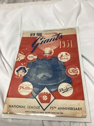 1951 NY Giants Baseball Official Program And Scorecard NL League 75th Anniversary