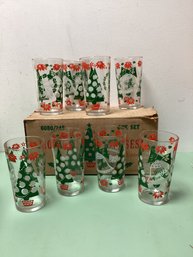 Hazel Atlas Glass Vintage Holiday Glass Set - Set Of 8