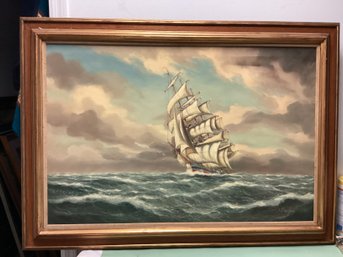 J. Schoeffer Oil On Canvas Nautical Artwork