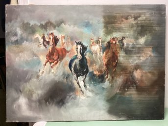 Oil On Canvas Horse Painting