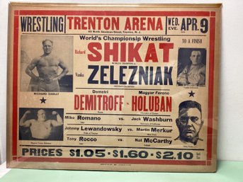 1930s World Wrestling Championship Advertisement - Trenton Arena, NJ