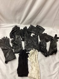 Vintage Leather And Satin Gloves