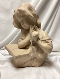 1975 Austin Productions Verde Plaster Young Girl Reading Sculpture