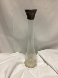 MCM Silverplated Rim Thin Glass Vase