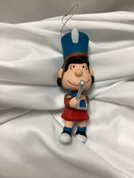 1990's PEANUTS LUCY MARCHING BAND MEMBER W/ TRIANGLE PLASTIC ORNAMENT