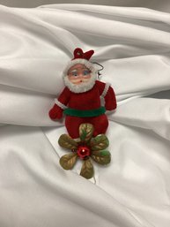 Vintage Christmas Santa Claus W/plastic Face Ornament