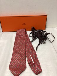 Hermes Vintage Men's Tie With Original Box