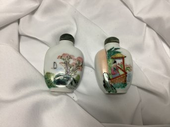 Pair Of Chinese Hand Painted Snuff Bottles