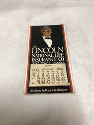 1927 Lincoln National Life Insurance Co Mini Calendar