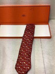 Hermes Men Tie With Original Box And Ribbon