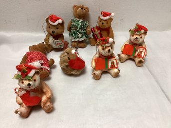 Vintage Flocked Bear Ornaments