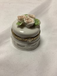 Vintage Porcelain Floral Trinket / Pill Box