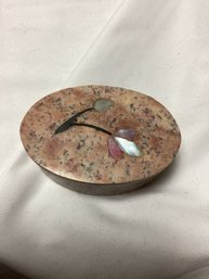 Floral Inlay Soapstone Pill Box - Made In India