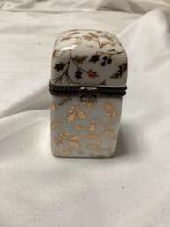 Gold Leaf Inlay Vintage Pill Box / Trinket Box