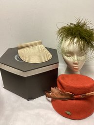 Vintage Hat Lot With Hat Box