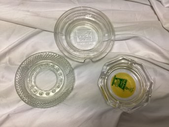 Vintage Advertising Clear Glass Ashtray Lot