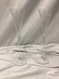 Dove Etched Champagne Flutes