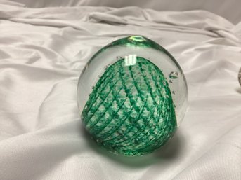 Ireland Made Controlled Bubble Jerpoint Glass Studio Paper Weight