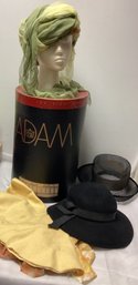 Vintage Hat Lot Including Antique Adam Hat Box