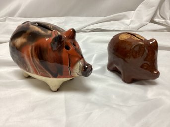 Pair Of Vintage Ceramic Piggy Banks