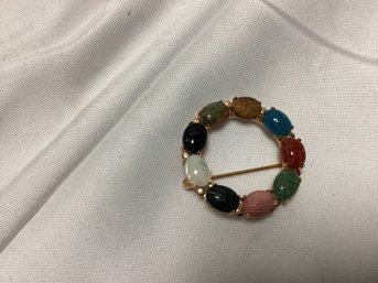 Gold Filled Precious Stone Brooch