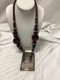 Large Glass Beaded Statement Necklace