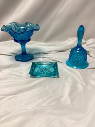 Blue Depression Glass Hobnail, Fenton Glass Lot