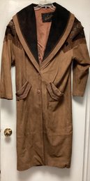 1980s Vintage Winlit Floor Length Leather Jacket With Shoulder Pads