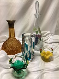 Glass Lot - Kosta Boda, Amber Decanter, And More