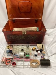 Vintage Sewing Box Full Of Thread, Needles, And More