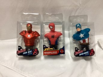 Marvel Character Paperweights - Spider-man, Captain America, And Iron Man