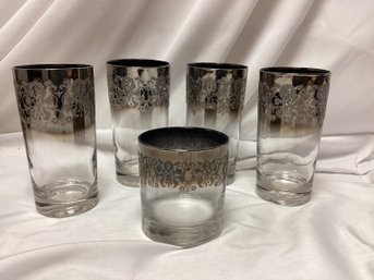 Dorothy Thorpe Ombre Embossed Glass Lot - Set Of 5