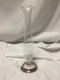 Wallace Sterling Ruffle Glass Vase - Base Is Sterling Silver