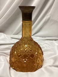Amber Glass Decanter With Brass Rim