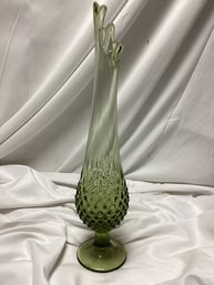 Fenton Green Hobnail Large Swung Vase
