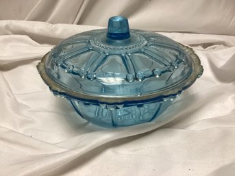 Jeanette Blue Hobstar Lidded Bowl