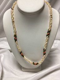 Coral Beaded And Seaded Twist Necklace