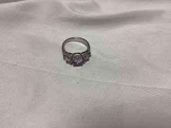 Sterling Silver Ring With Amethyst Stone