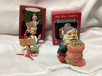 Hallmark Keepsake Ornaments - Santa's Elf W/stocking &  Maxine