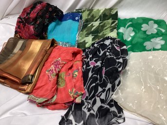Various Scarf Lot - Silk, Polyester, And More