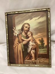 St. Joseph And Baby Jesus Ornate Framed Print