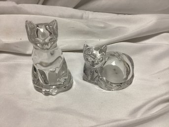 Two MCM Cat Art Glass Salt & Pepper Shakers