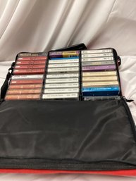 Cassette Tape Lot With Carrying Case