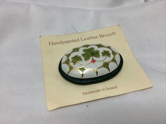 Hand Painted Leather Brooch - Made In Ireland